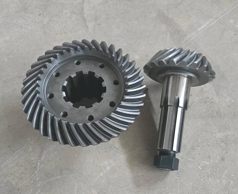 Bevel gear and shaft, spare parts for quarry machinery
